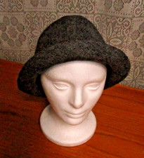 Gray Herringbone Fedora Style Hat - Size S/M