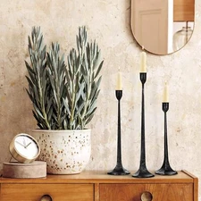 Iron Tapered Candle Holders Set of 3 - Decorative Tall Candle Holders