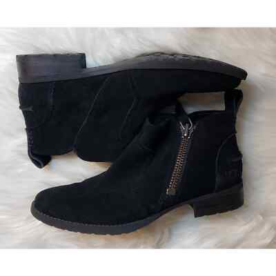 UGG Aureo Black Suede Short Boots 1094889 Outside Zipper | eBay display picture 1
