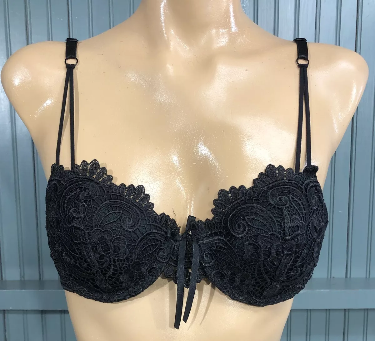 Bodyline Black Paisley Sexy Pattern 34B Strap Bra Brassiere