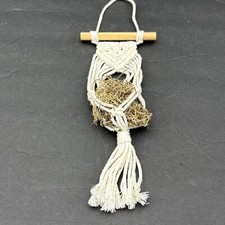 Handmade Macrame Air Plant Holder Wall Hanging White Boho 14in Coastal Hippie