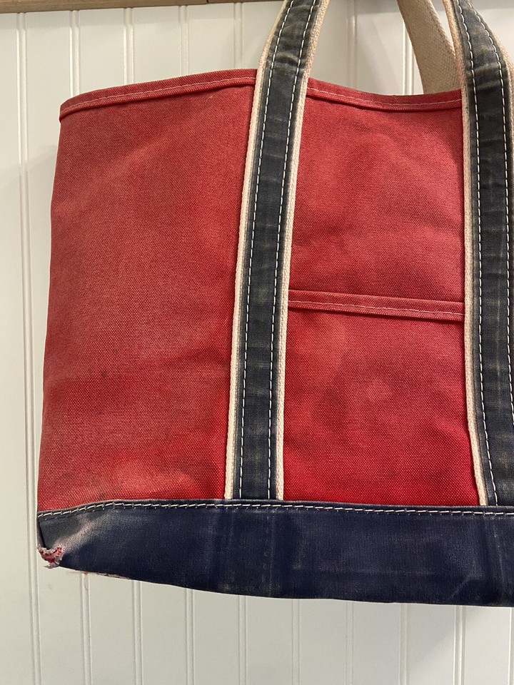 L.L. Bean Vintage 1980’s Red Blue Canvas Boat And Tote XL Rare eBay