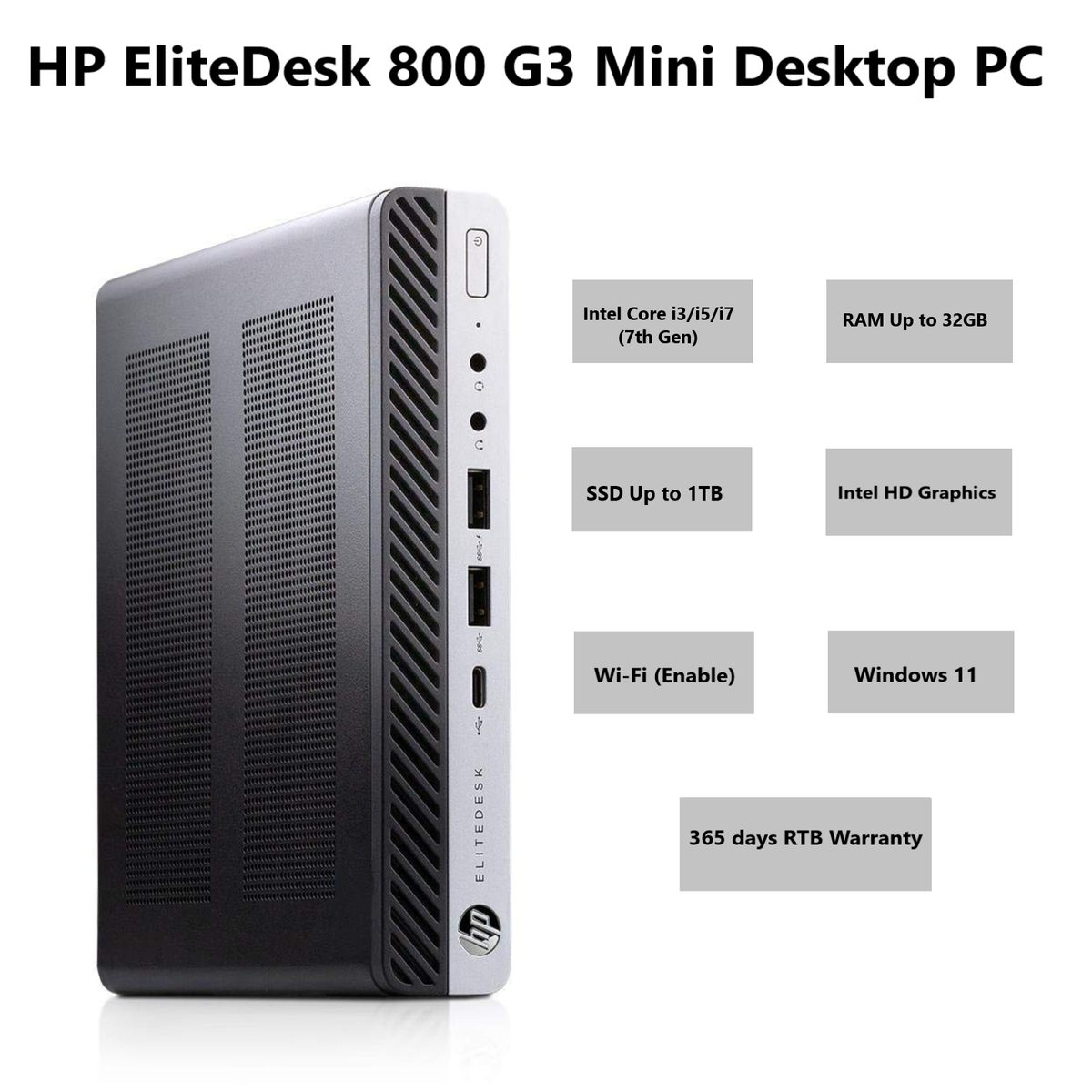 Fast HP EliteDesk 800 G3 Mini PC Core i7-7700 32GB RAM 1TB SSD