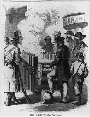 The Calliope,Men playing Steam Calliope,Cincinnati,Ohio,Levee,1866,Boy