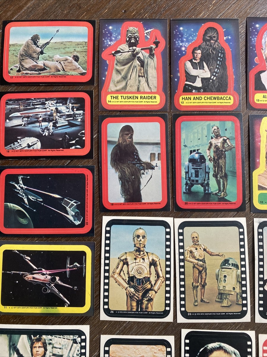希少　1977年　スターウォーズ　ブロマイド　カード　28枚　アタリ TOPPS 1977 Topps Star Wars Lot of 28 Sticker Cards Original No