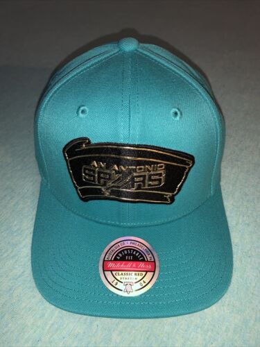 Mitchell & Ness SAN ANTONIO SPURS GOLD BLACK AQUA Cap REDLINE HWC Snapback Hat