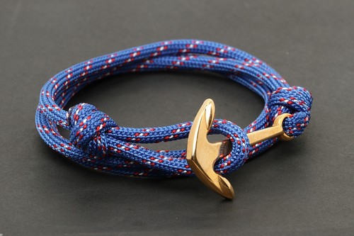 Marineblau Gold Anker Armband Nautisch Paracord Seil Herren Damen Verstellbar - Bild 2 von 6