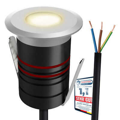 JAVO Mini LED Bodenspot Außen IP67 silber 230V warmweiß