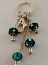 Multicolor Beaded Strands Clip-On Keychain