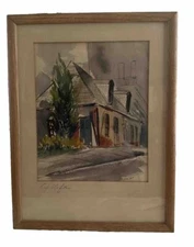 Signed Original Watercolor Painting by T Jane Cafe La Fitnes 17-13”