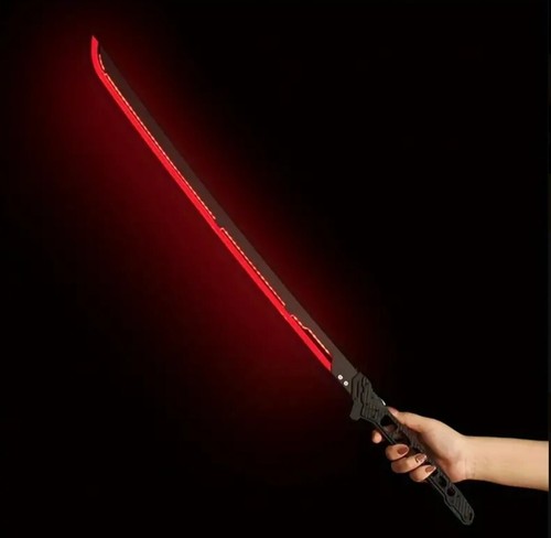 Set Of 2 Futuristic Sci-fi Carbon Fiber Katana With Back Holster And Glowing LED - Picture 5 of 7
