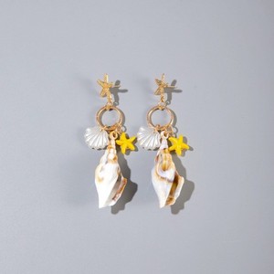 Authentic Women’s Bohemian Ocean Style Drop Earrings Conch Shell Star Gold Plated Stud