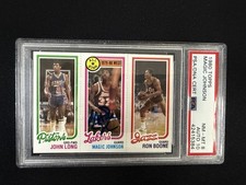 1980 TOPPS LONG - MAGIC JOHNSON RC Rookie -BOONE card - PSA 8 -  AUTO 10