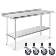 Stainless Steel 24" x 60" NSF Kitchen Restaurant Prep Table w Backsplash Casters