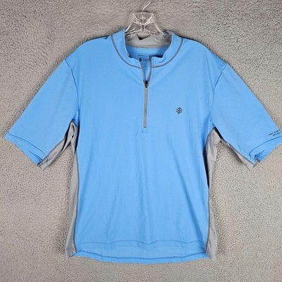 Coolibar Aqua Suntect Mens Larg Stretch UPF 50+ Sun Protection 1/4 Zip