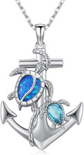 Sea Turtle Anchor Necklace 925 Sterling Silver Navy Ocean Jewelry Gifts Women Me