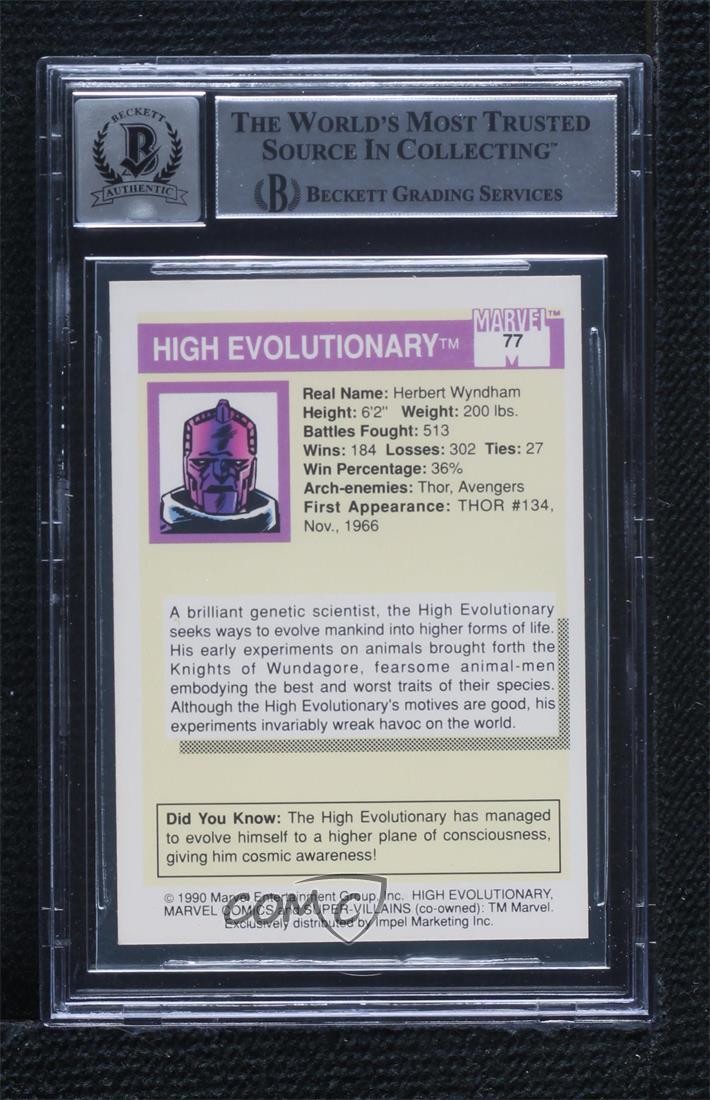 BAS 1990 Impel Marvel Universe High Evolutionary #77 BGS Authentic Auto ow6 view 2