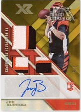 Joe Burrow 2020 Panini XR Triple Rookie Patch Autograph Card #201 5/5