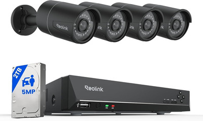 REOLINK 8CH 5MP Poe Security Camera System, 4Pcs Wired Poe IP Cameras Outdoor wi
