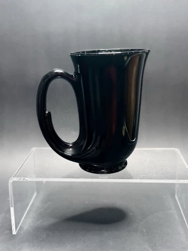 Vintage Tiara By Indiana, Black Glass Hunter's Horn Coffee Mug, Tea, Single, USA