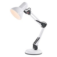 White Swing Arm Desk Lamp Adjustable Height Weighted Base Desk Lamp