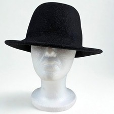 Arlin Fedora Hat Unisex OS Black Wool Felt Pork Pie Classic Dark Academia