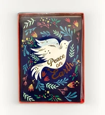 NEW Paper Craft "Peace on Earth" Holiday Floral 8ct Boxed Christmas Card Set