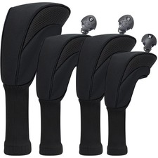 Golf Club Head Covers for Fairway Woods Driver Black 4Pack/Set 1D 2F 1H 
