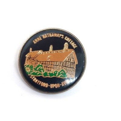 Vintage Anne Hathaways Cottage Stratford Upon Avon England Enamel Brooch Pin