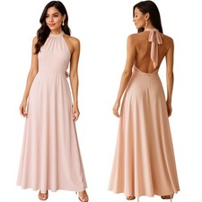 ASOS Open Back Halter Maxi Dress Size 0 Prom Wedding Ethereal Formal Feminine