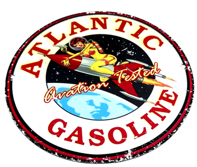 #ad Atlantic Gasoline Vintage Sign Service Station Pump Plate Advertising $92.00