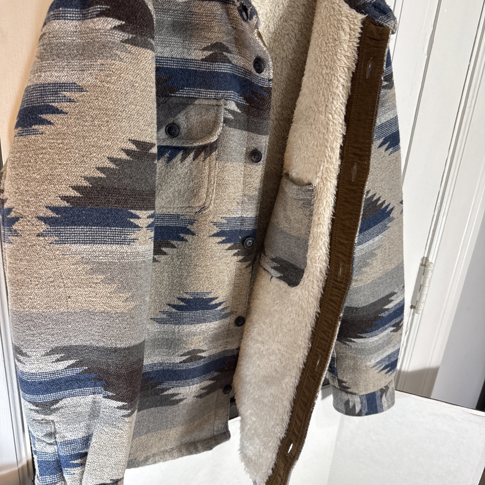 Jachs New York Wool Blend Sherpa Lined Jacket Shacket Southwestern Mens SZ L EUC image 9