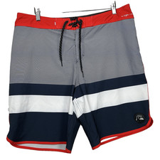 Quicksilver Highline Mens Board Shorts Swim Shorts 36 red white blue Surf Vacay