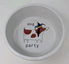 Ursula Dodge Dog “Dog Party” Bowl Signature Stoneware XL Heavy