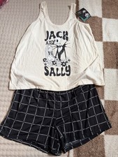 Disney Nightmare Before Christmas Jack Sally Pajama Set S Beige/Black