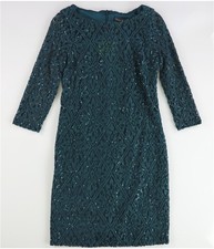Jessica Howard Womens Lace Shift Dress, darkgreen, Petite, 8P