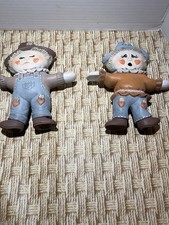 Set 2 Double Sided Scarecrow Figurines Fall Harvest Decor 8.5  Reversible