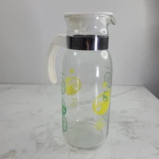 Vintage Pyrex Carafe Pitcher Lemon Lime 1 Quart