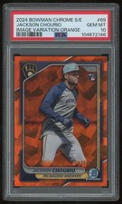 JACKSON CHOURIO 2024 BOWMAN CHROME ORANGE SAPPHIRE VARIATION #69 /25 RC PSA 10