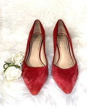    Luxury Tory Burch Red Suede Leather Pointed Toe Pump Heels Women  s Size 10   