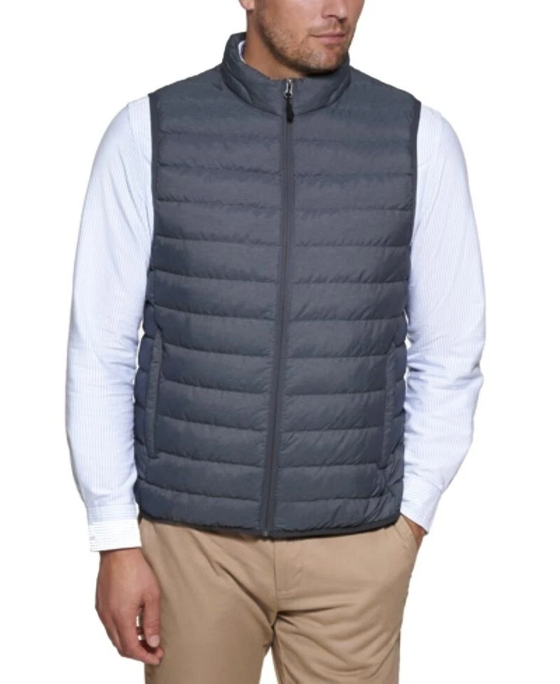 Club Room Men Puffer Heather Charcoal Packable Jacket Vest XXL NEW $100 CR2MN202