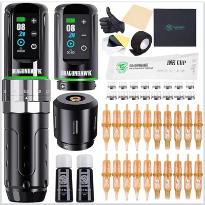 Gun Rotary Pen Machine Kit, 2 Batteries, Power Supply with Extra Battery Rca...