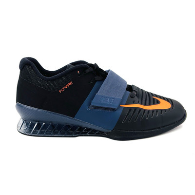 Mens 10.5 Nike Romaleos 3 Weightlifting Shoes Black Blue Strap Orange 852933-005