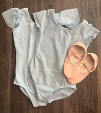 Lot of 2 - Capezio M  Stelle 130 Girls Dance Leotards - Baby Blue  Shoes