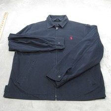 Polo Ralph Lauren Harrington Jacket Mens Large Navy Pockets Full Zip Bomber VTG