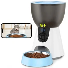 Automatic Pet Feeder with Camera, 1304P HD Video with Night Vision, 2-Way Voi...
