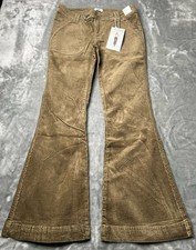 Simple Society Pants Women Size 9/29 Low Rise Flare Corduroy Boho NWT Brown