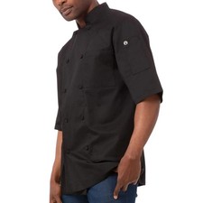 Chef Works Montreal Cool Vent Chef Coat Mens L Black Excellent Short Sleeve AM0L