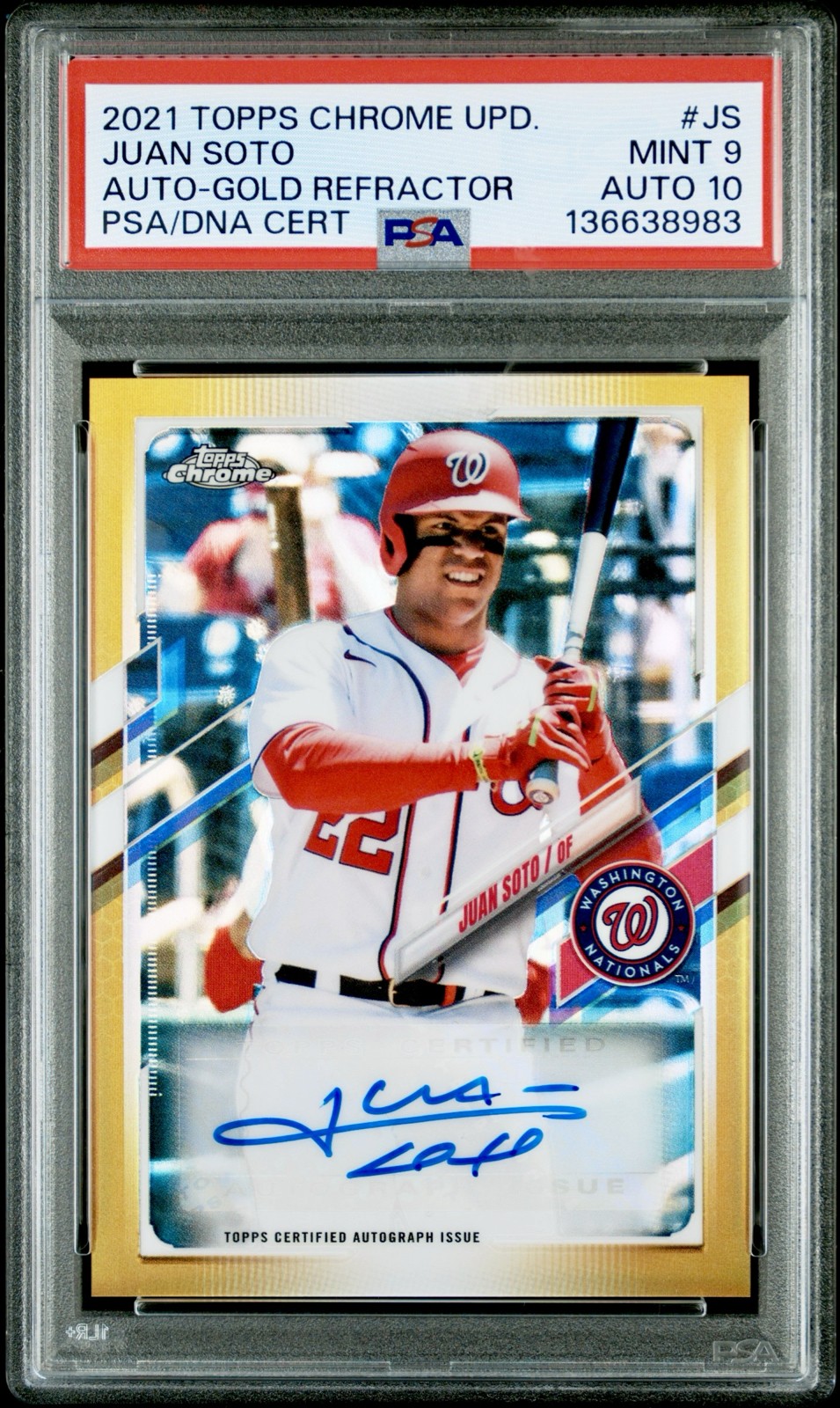 2021 Topps Chrome Update Juan Soto Gold Refractor Auto #’d 34/50 PSA 9 10 🔥📈