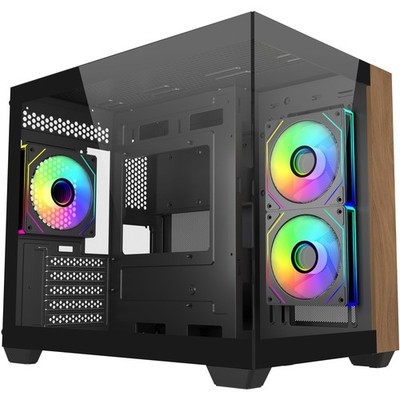 Cooler Master Elite 481 Wood, Tower-Gehäuse, schwarz
